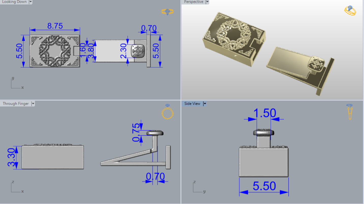 Ornate Box Clasp 3D Printable Jewelry Component Geometric Design 3D print model_3