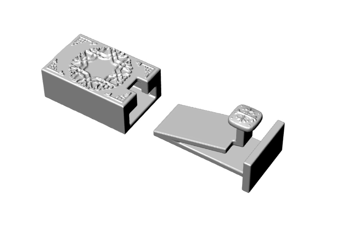 Ornate Box Clasp 3D Printable Jewelry Component Geometric Design 3D print model_4