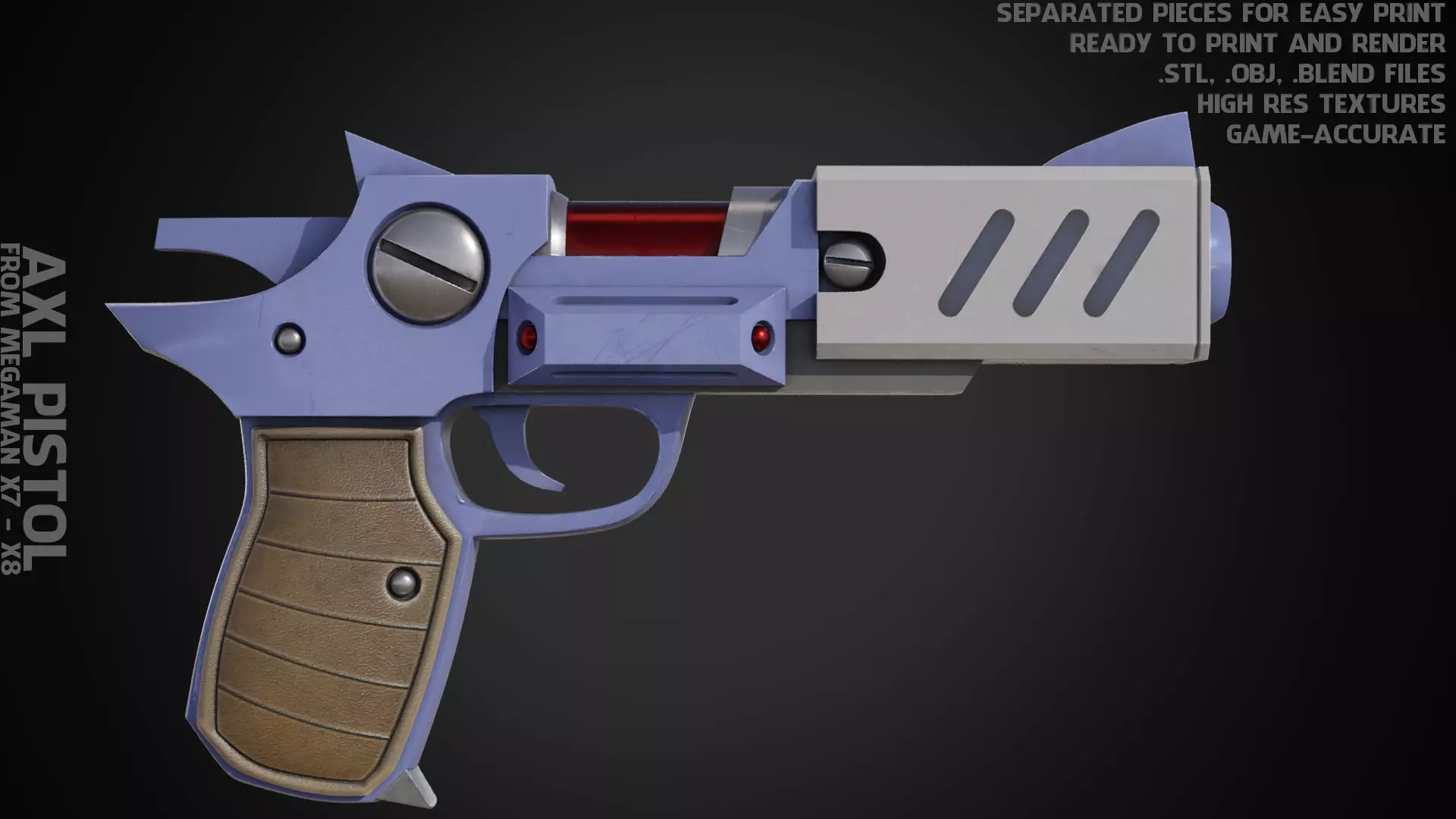 Mega Man X7 Axl Pistol for Cosplay 3D print model
