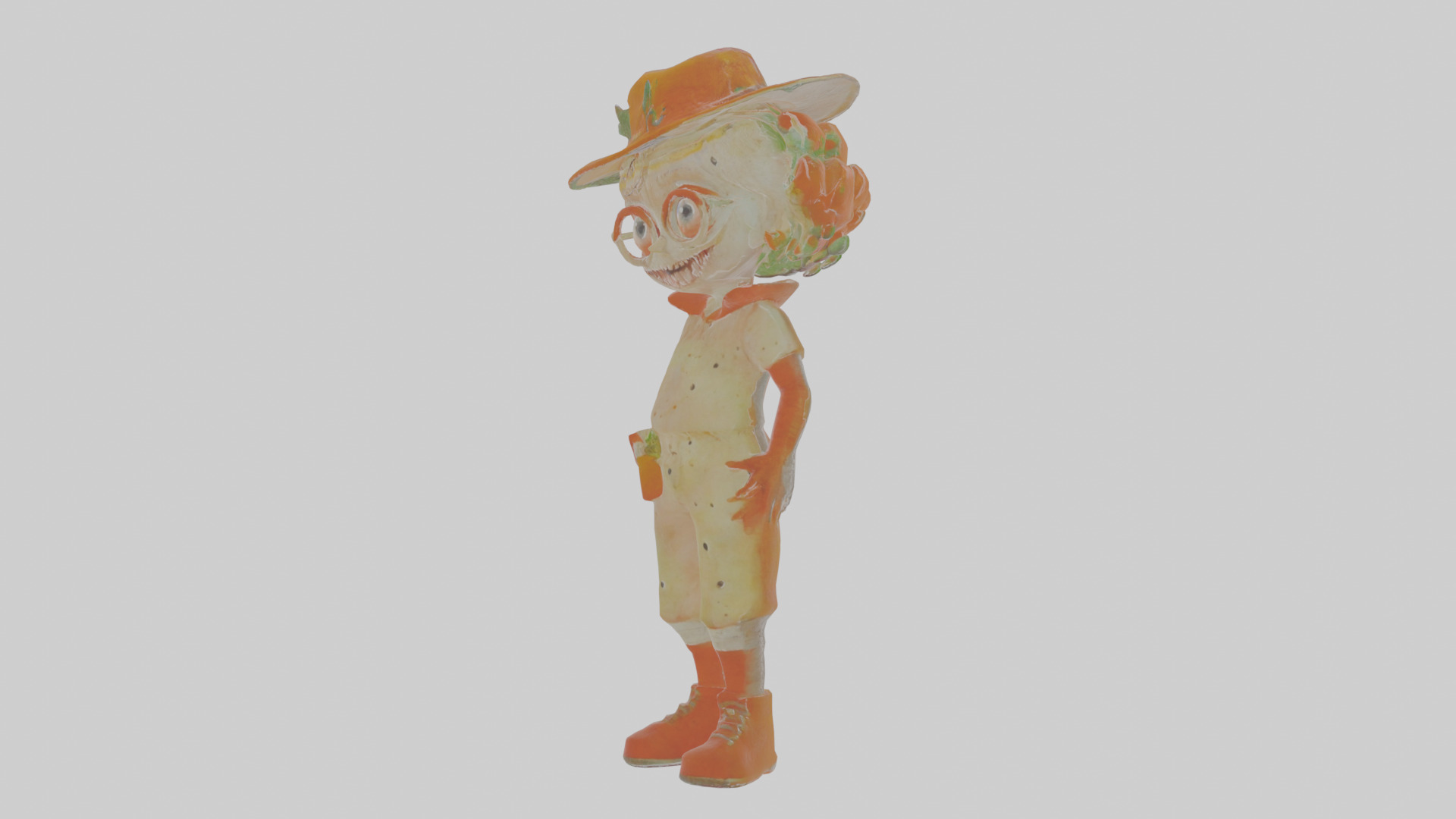 Cartoon Clementine the Collector of Creepy Crawlies Model Low-poly 3D model_13