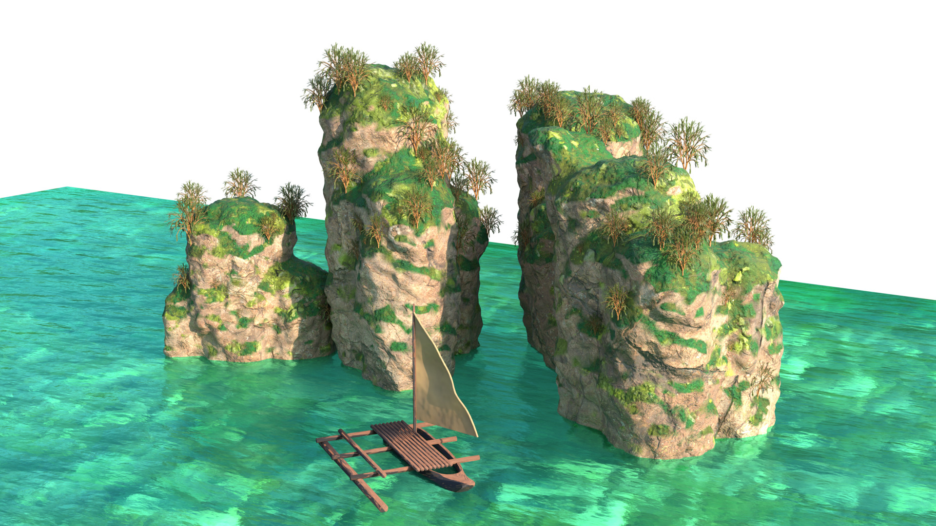 Sea and Rock environment 3D model_1