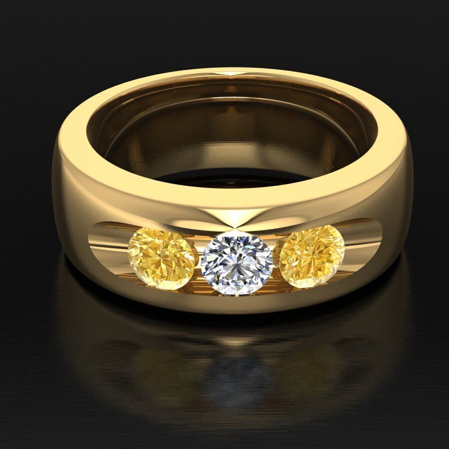 Elegant Triple Stone Ring 3D print model_6