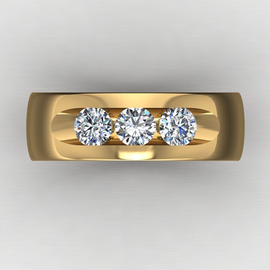 Elegant Triple Stone Ring 3D print model_3