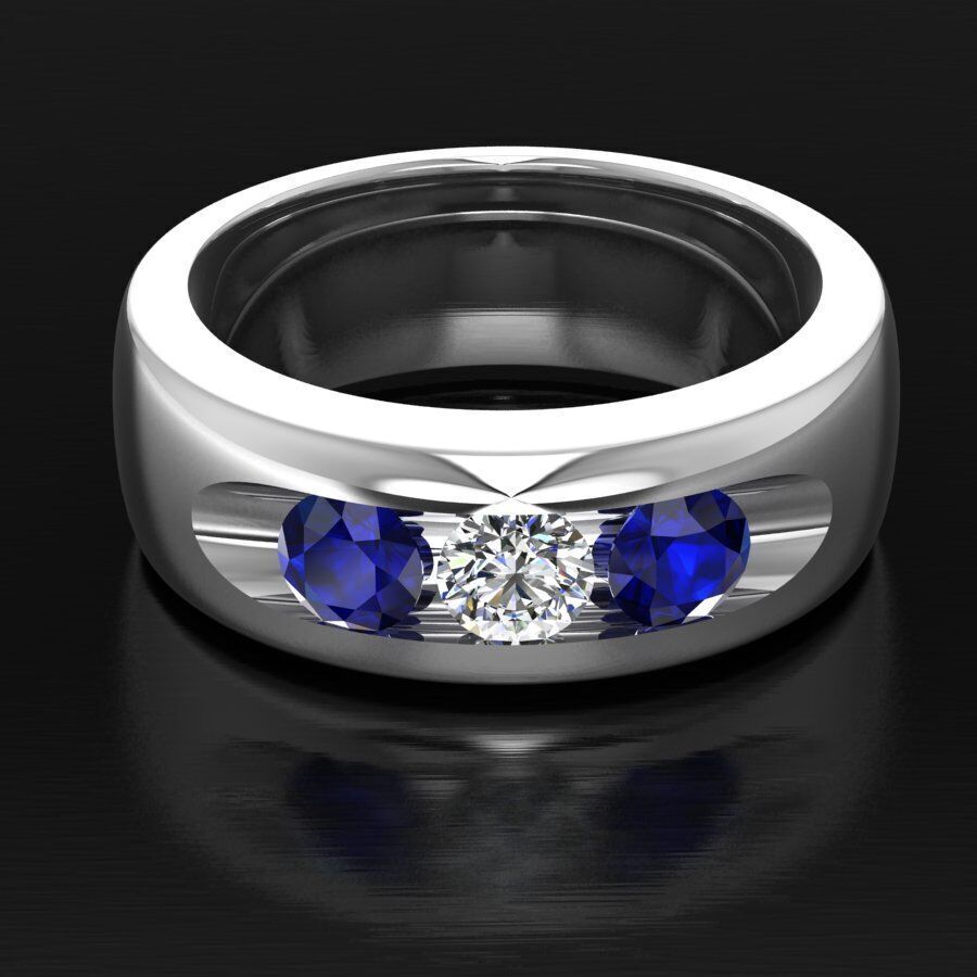 Elegant Triple Stone Ring 3D print model_5