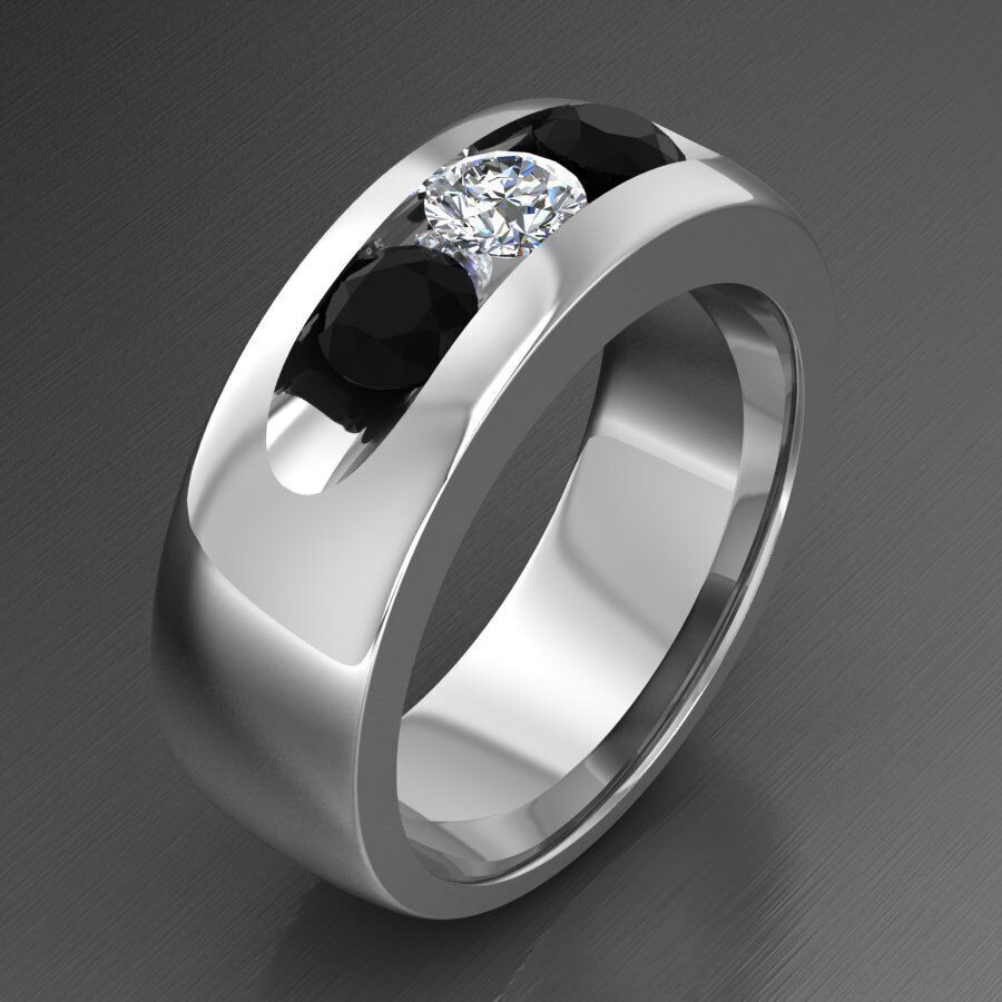 Elegant Triple Stone Ring 3D print model_8