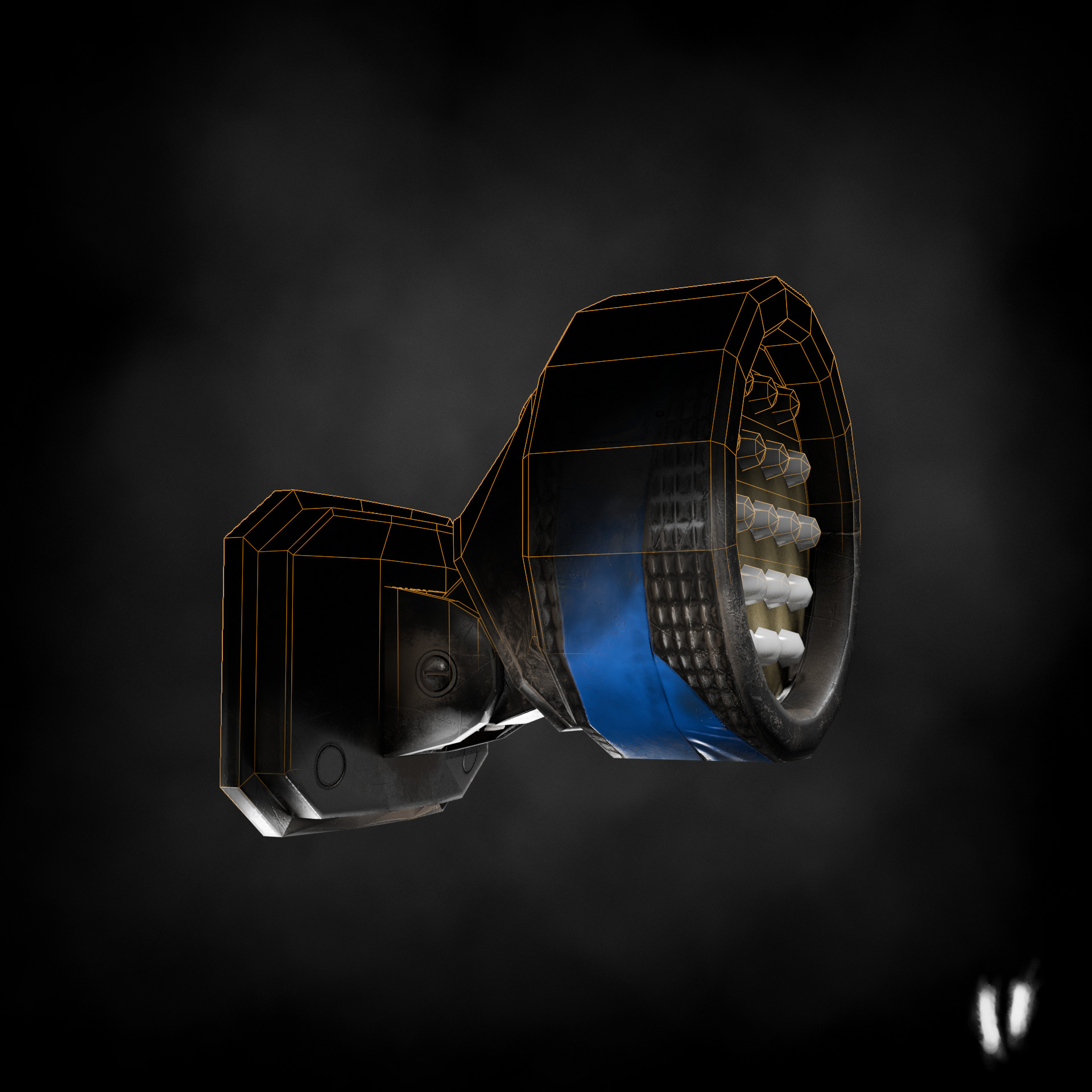 Post apocalyptic damaged flashlight headlamp Low-poly 3D model_5