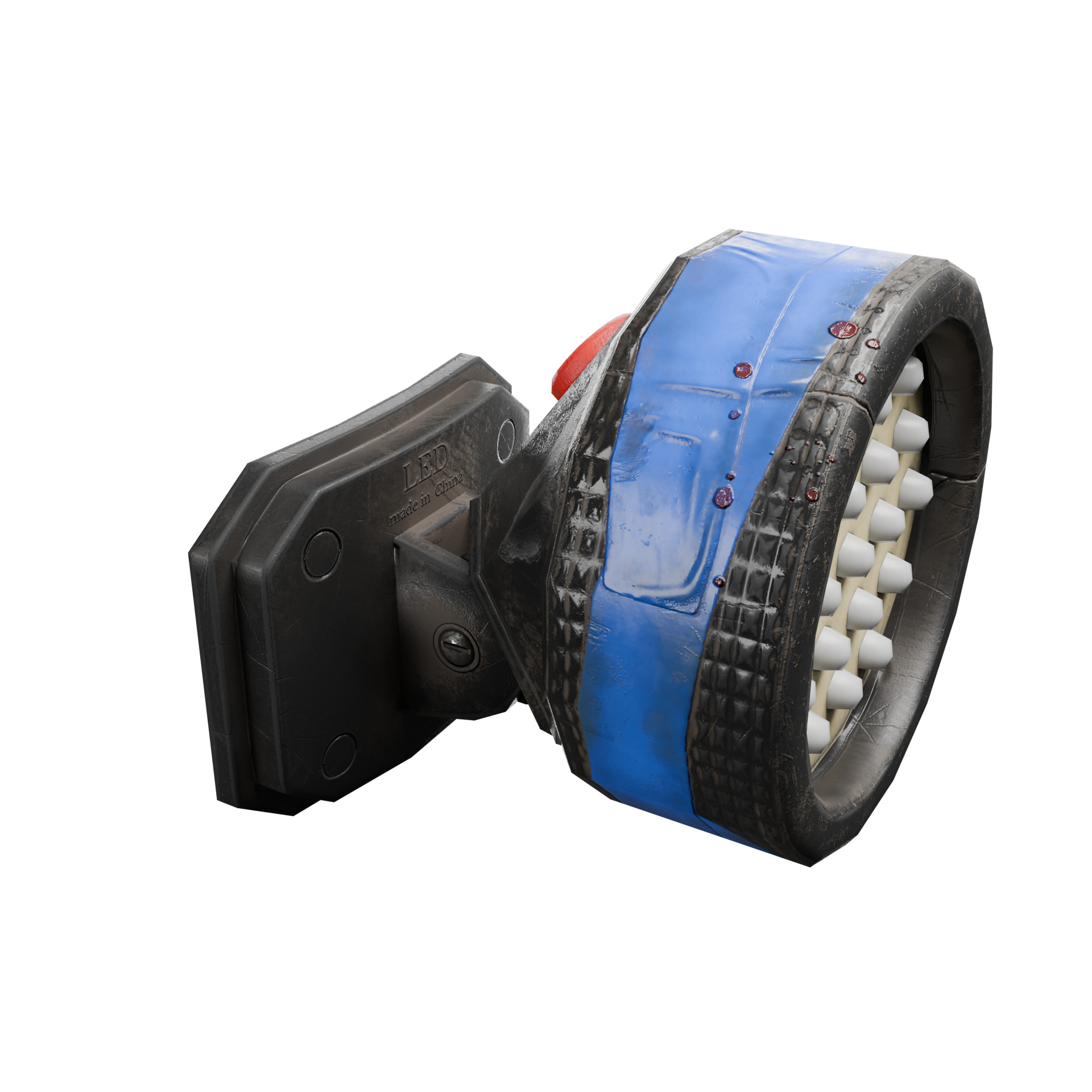 Post apocalyptic damaged flashlight headlamp Low-poly 3D model_2