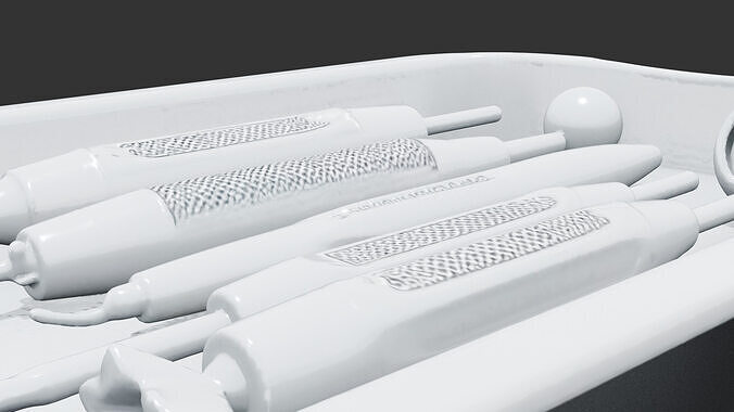 Dental Tray with Tools Low-poly 3D model