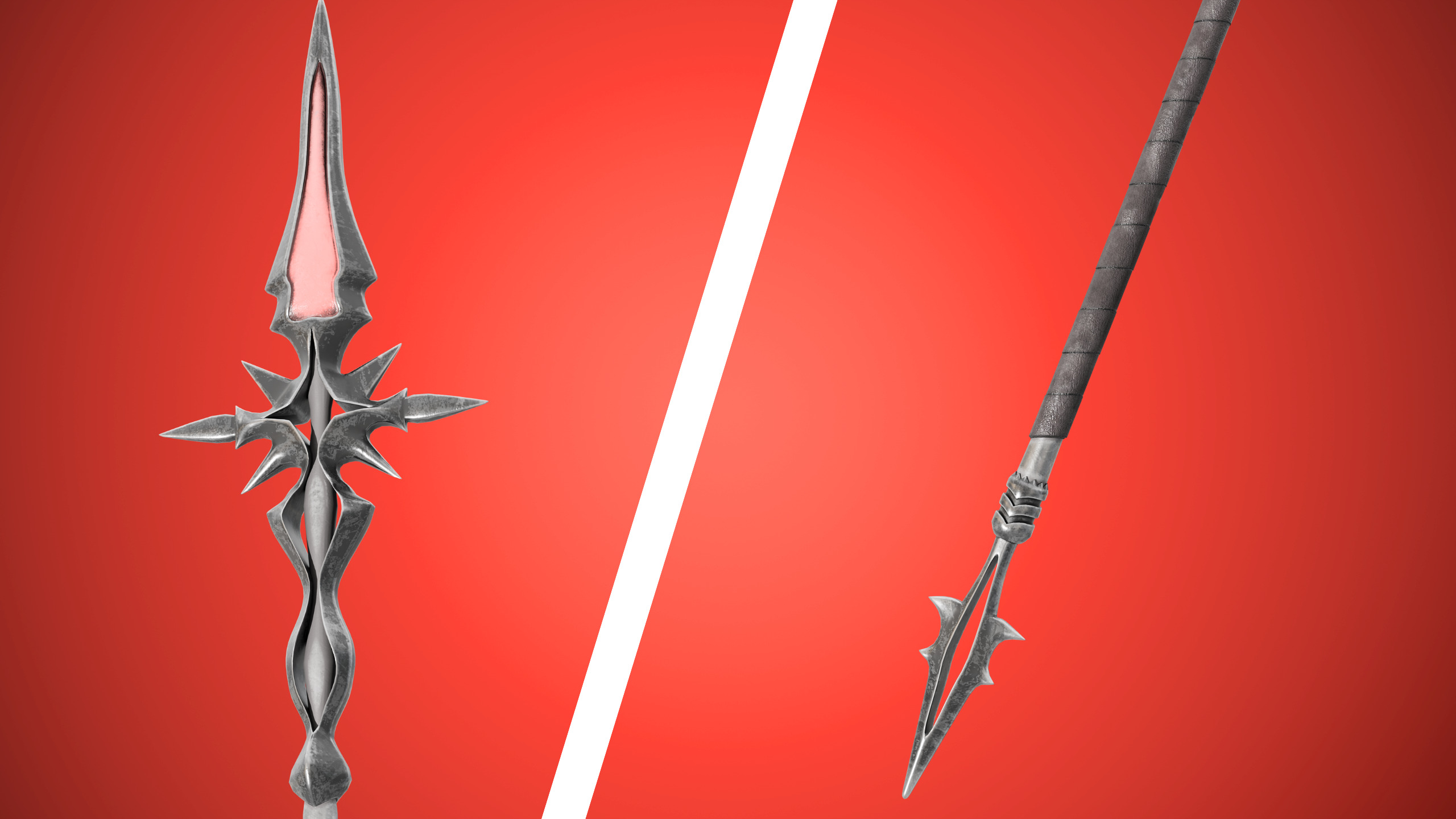 Crimson Medieval Fantasy Weapon Set Low-poly 3D model_4
