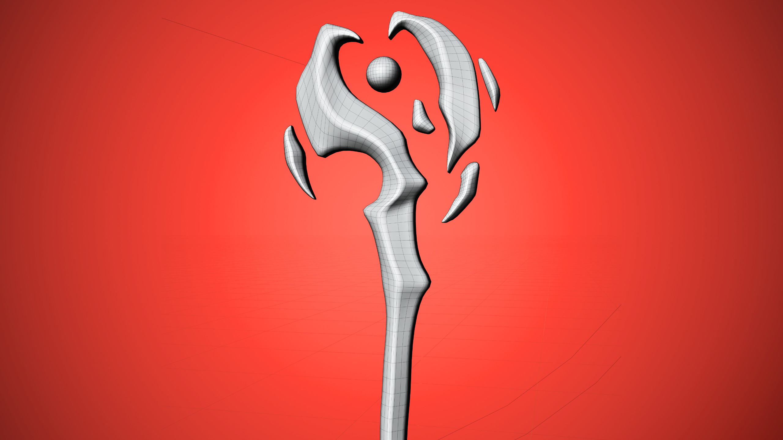 Crimson Medieval Fantasy Weapon Set Low-poly 3D model_8