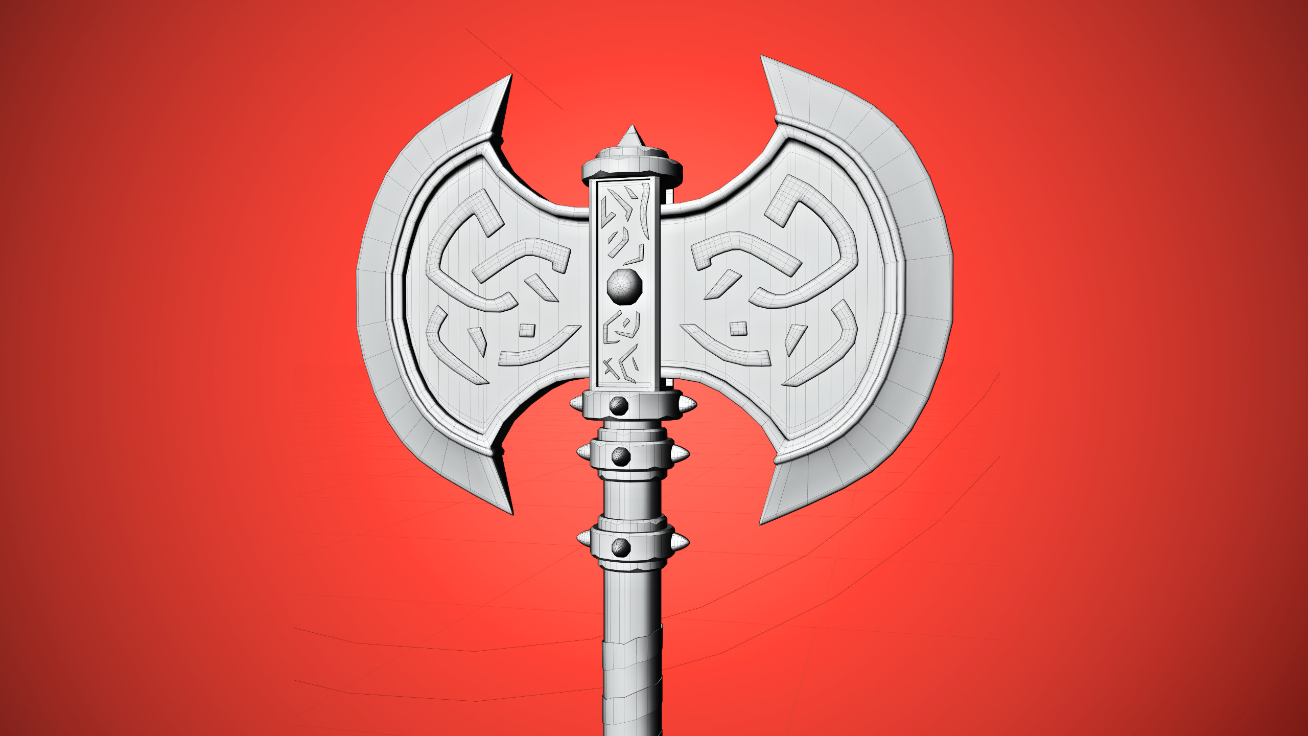 Crimson Medieval Fantasy Weapon Set Low-poly 3D model_6