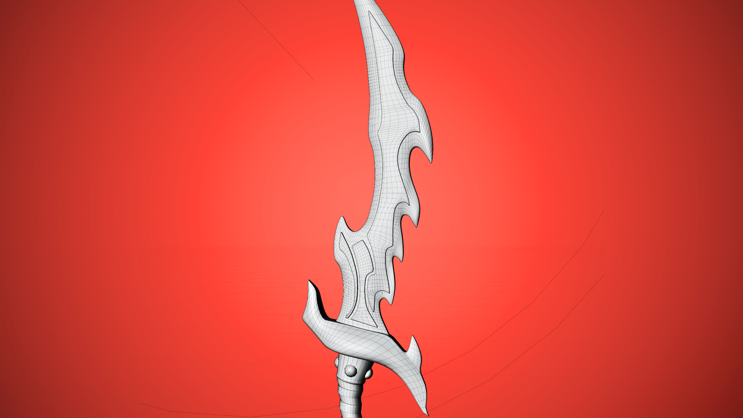 Crimson Medieval Fantasy Weapon Set Low-poly 3D model_9