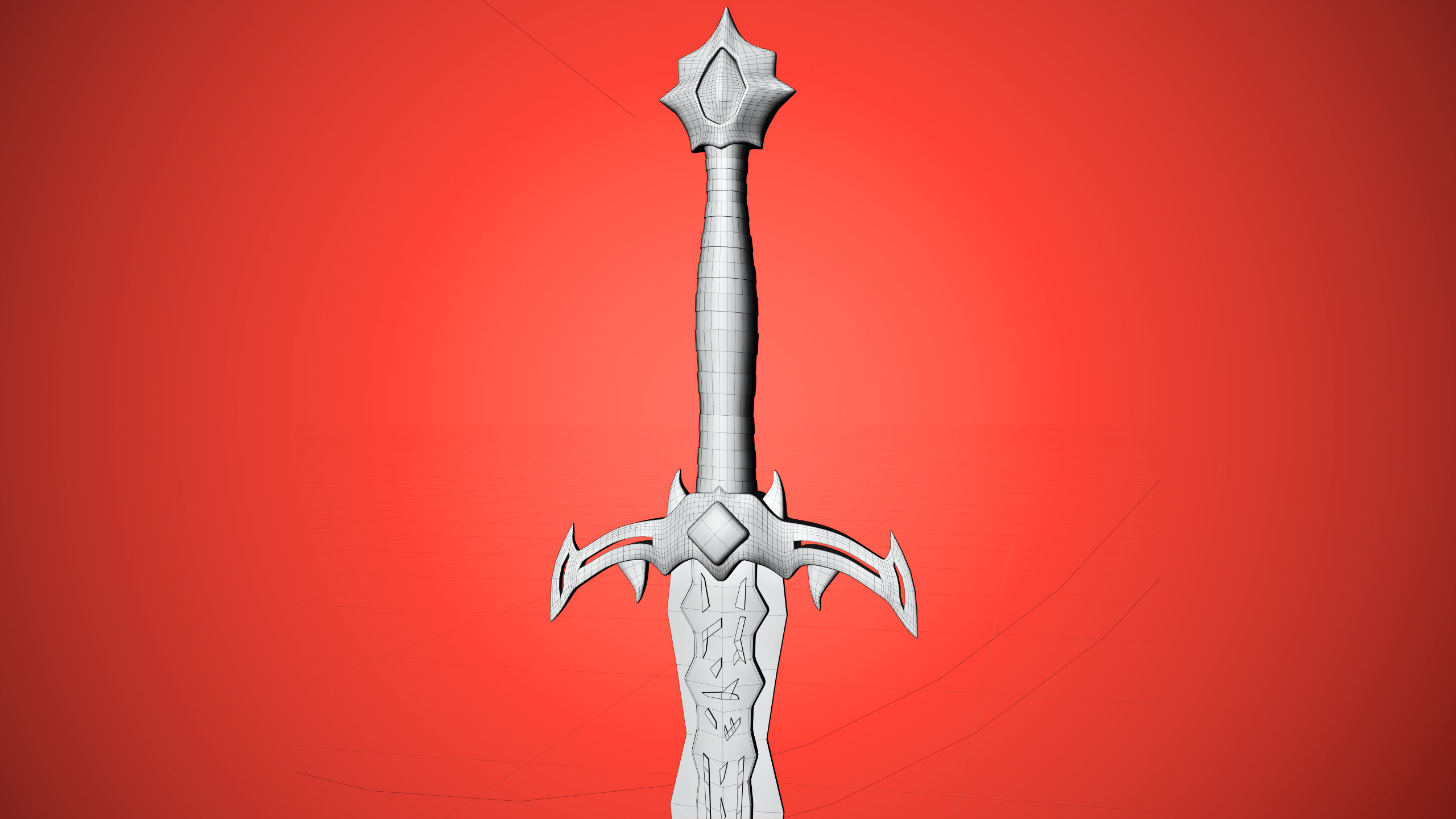Crimson Medieval Fantasy Weapon Set Low-poly 3D model_7