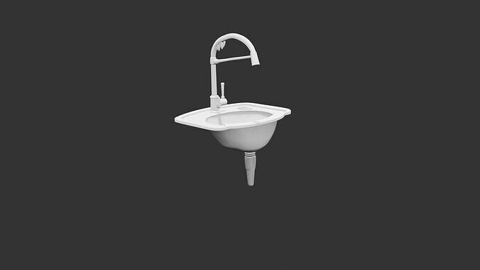 Dentist Sink and Faucet Low-poly 3D model