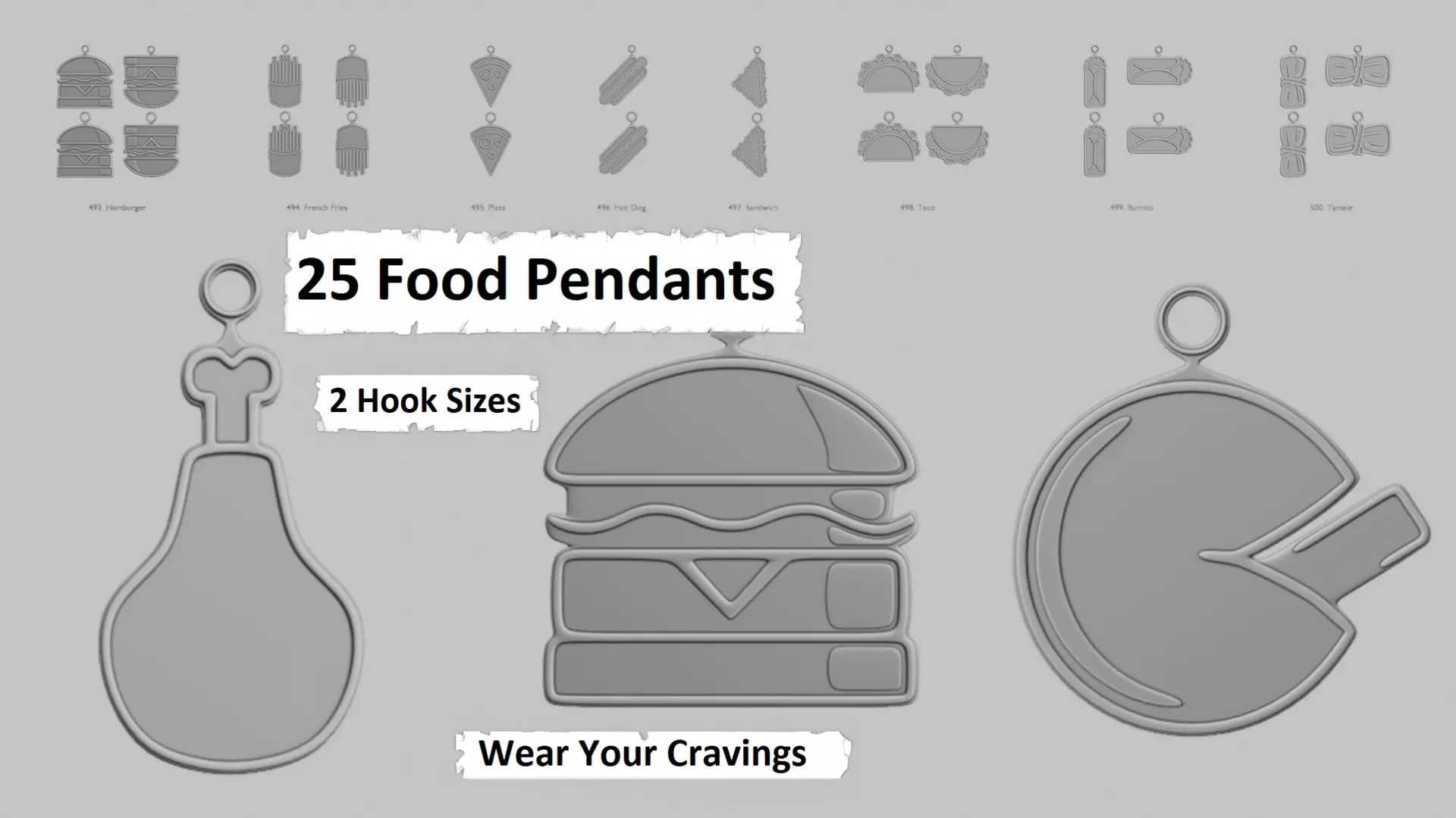 Food Pendants Collection Wear Your Cravings 3D print model