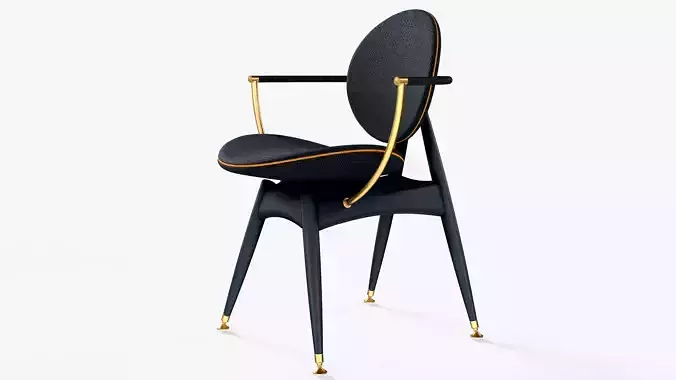 Circle Armrest Dining Chair 3D model