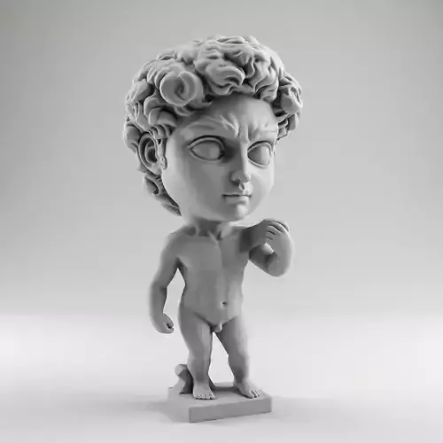 Miniature David-Inspired Statue Stylized Classical Male Figure 3D print model