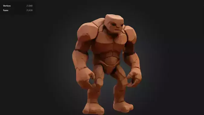 Stylized Rock Golem Fantasy Game Creature