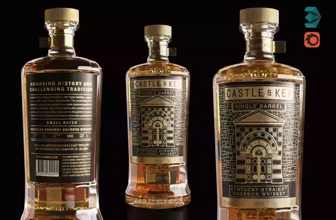 Castle and Key Bottle Whiskey Alcohol Bar 