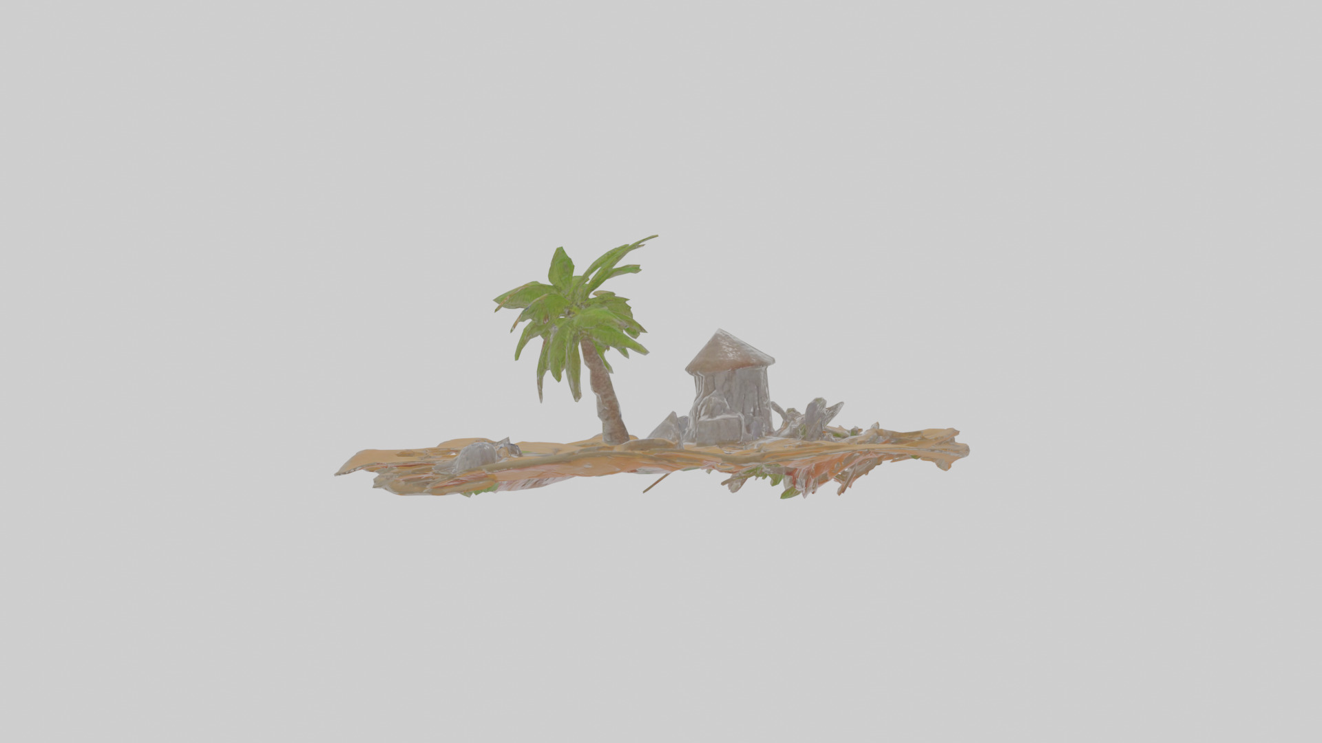 Cartoon Desert Island Low-poly 3D model_3