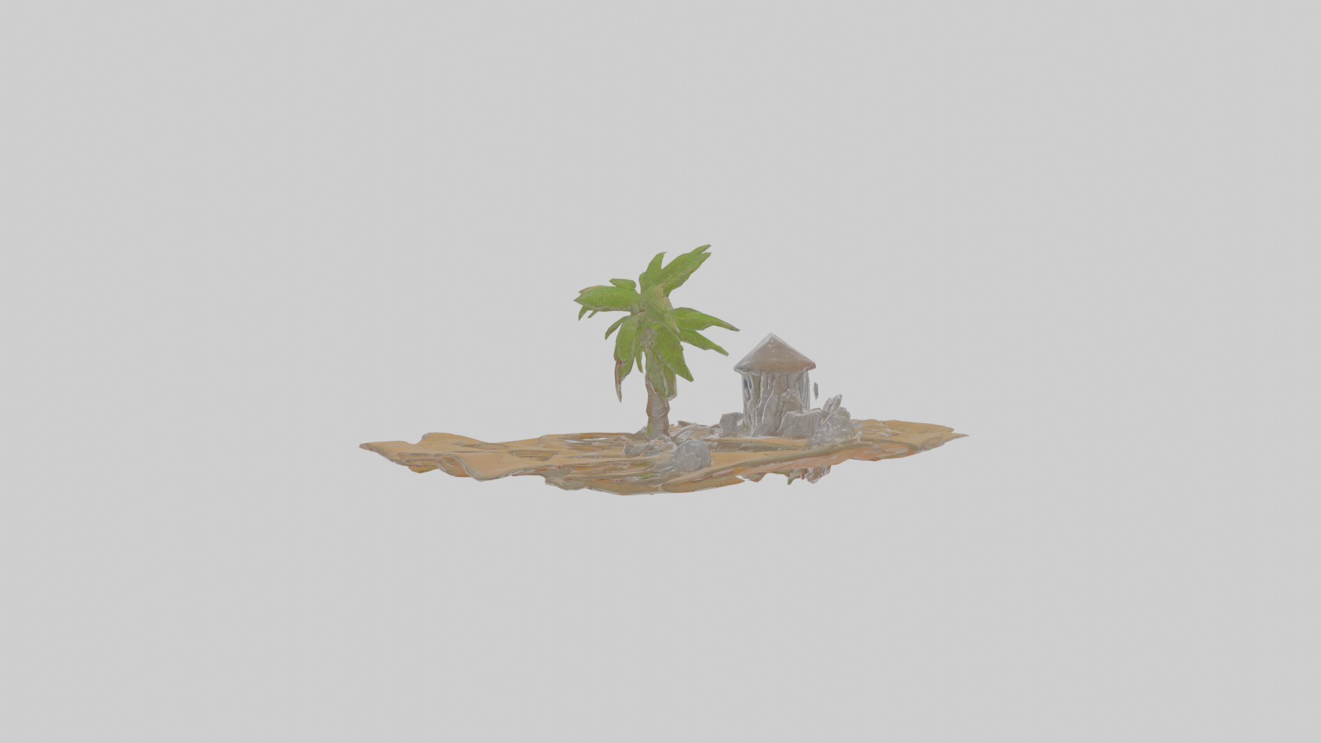 Cartoon Desert Island Low-poly 3D model_1