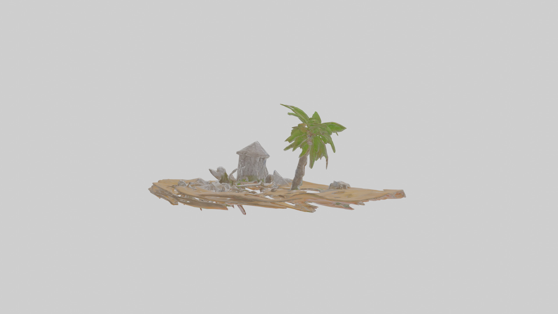 Cartoon Desert Island Low-poly 3D model_14
