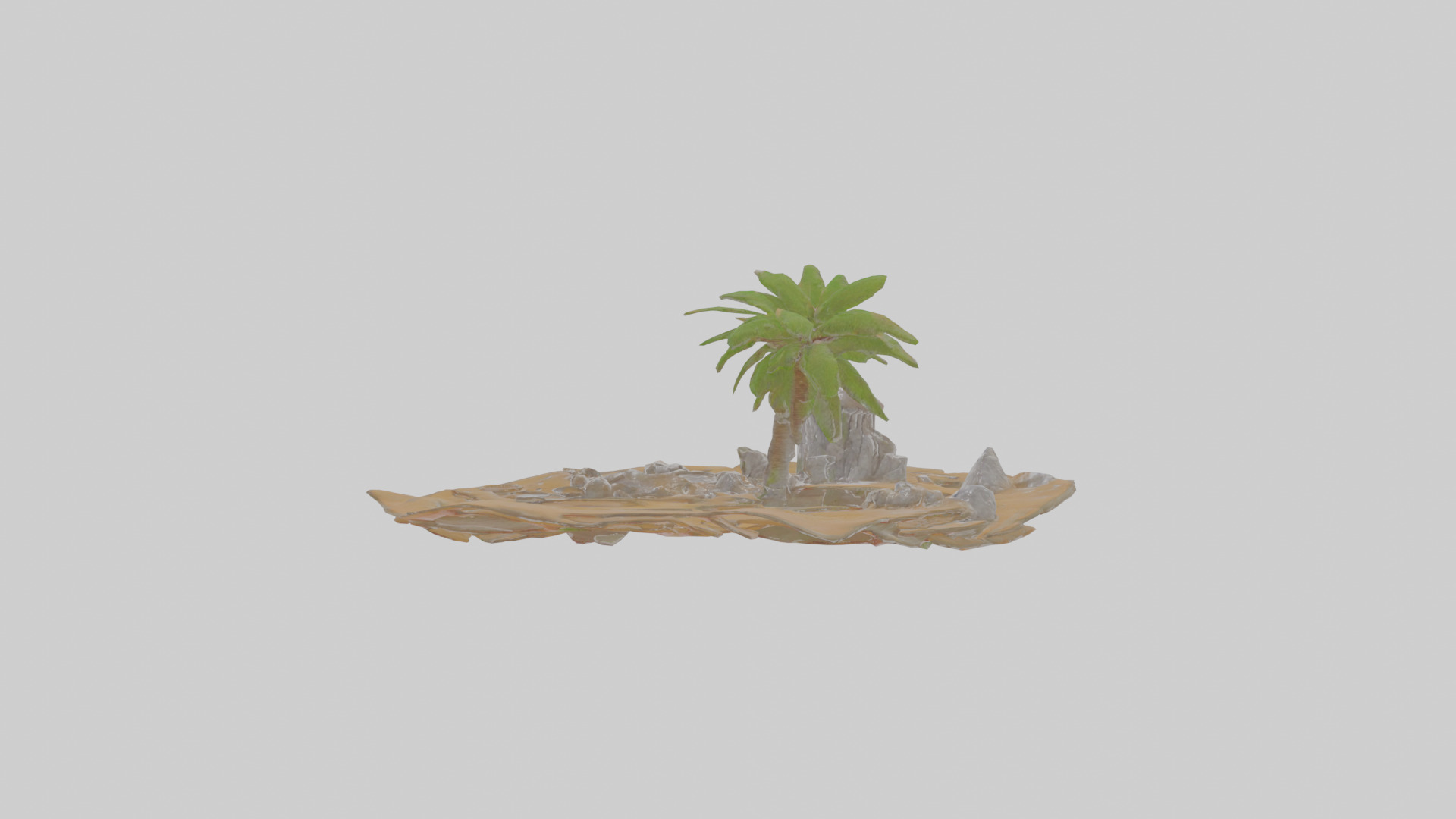 Cartoon Desert Island Low-poly 3D model_2