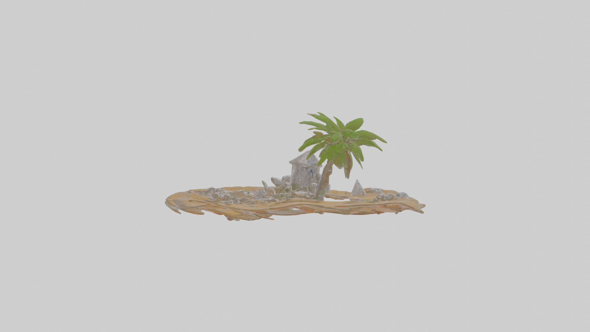 Cartoon Desert Island Low-poly 3D model_19