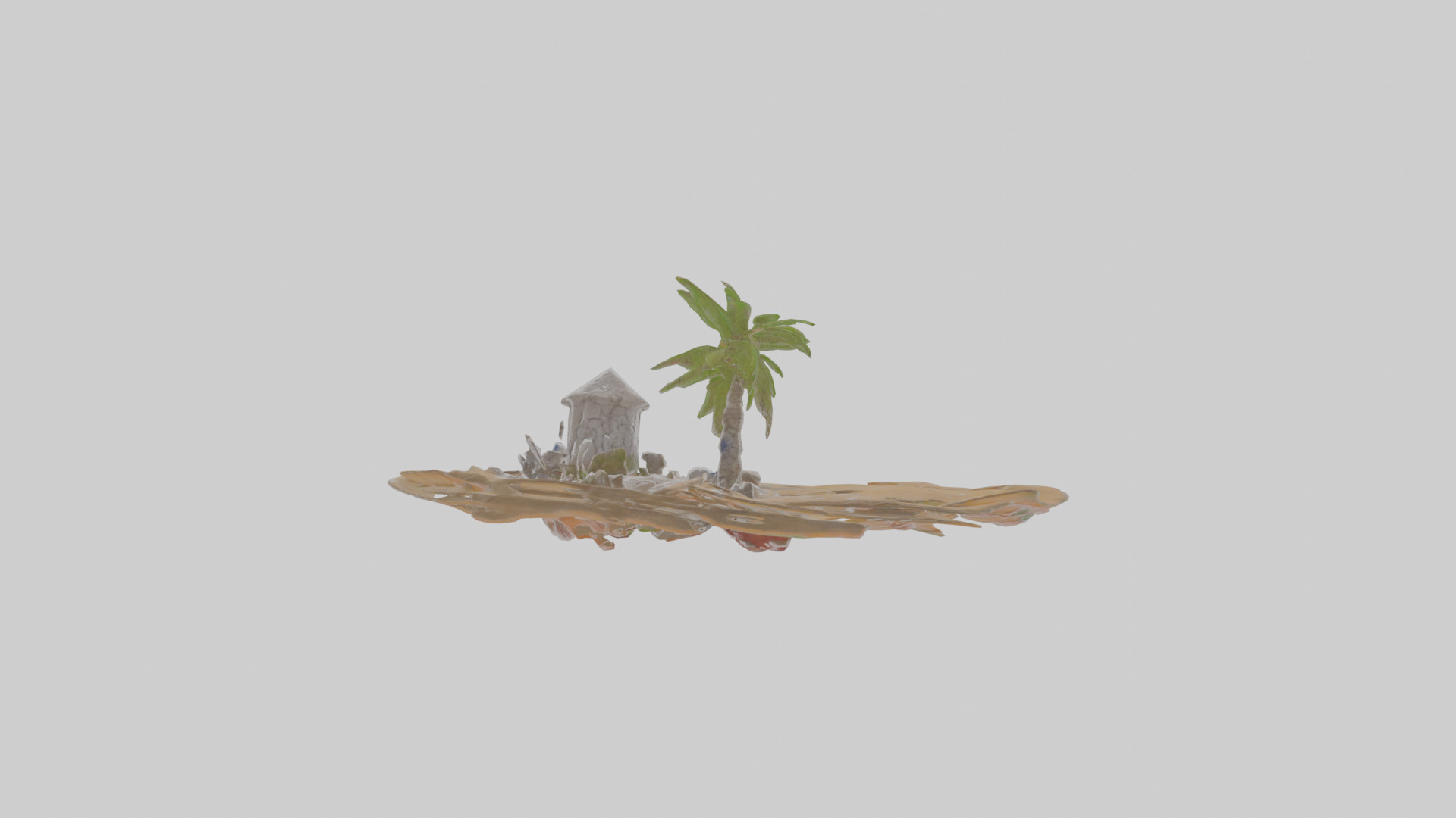 Cartoon Desert Island Low-poly 3D model_15