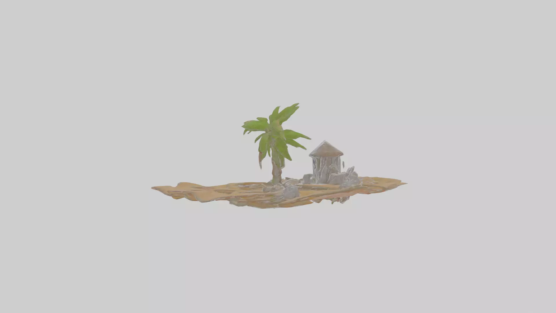 Cartoon Desert Island Low-poly 3D model_0