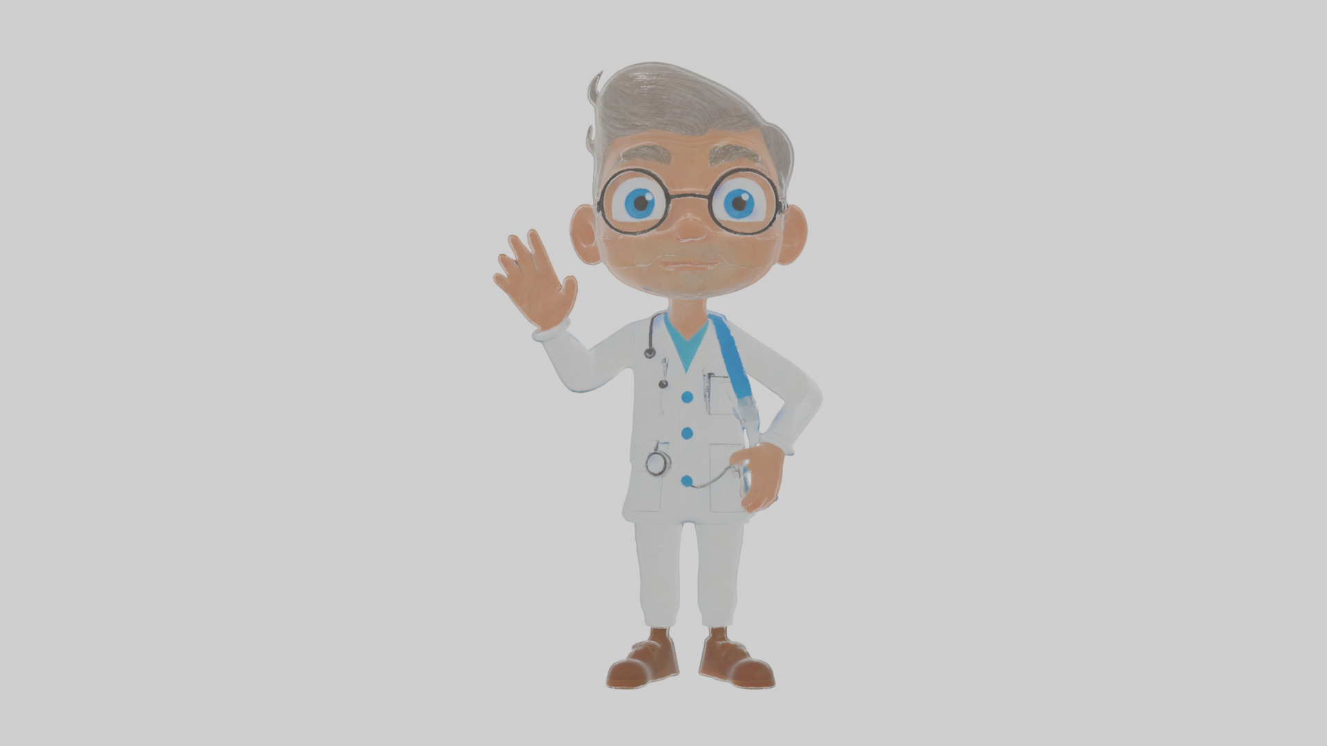 Cartoon Doctor Low-poly 3D model_12
