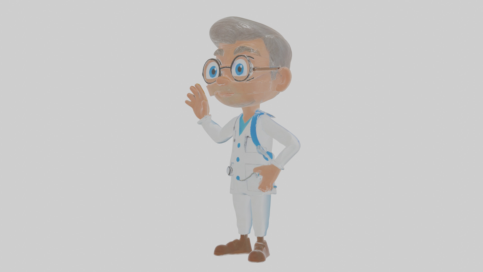 Cartoon Doctor Low-poly 3D model_14