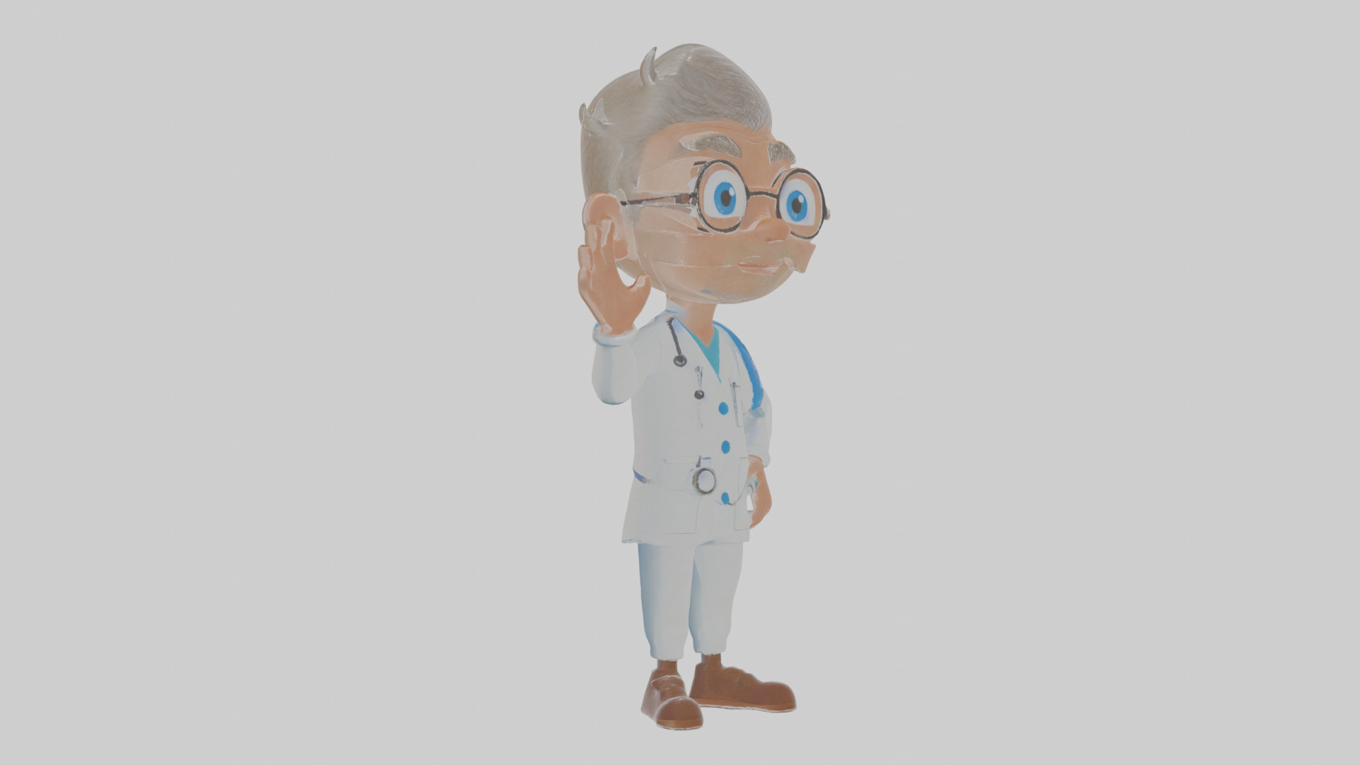 Cartoon Doctor Low-poly 3D model_9