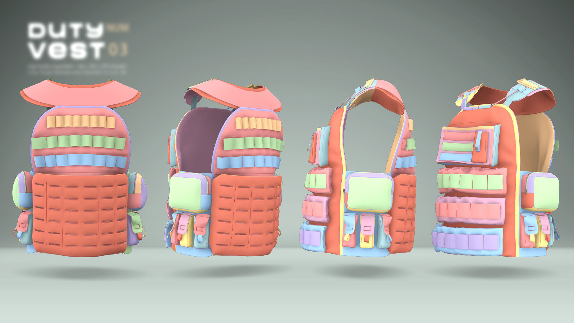 Duty Vest 03 Low-poly 3D model_7