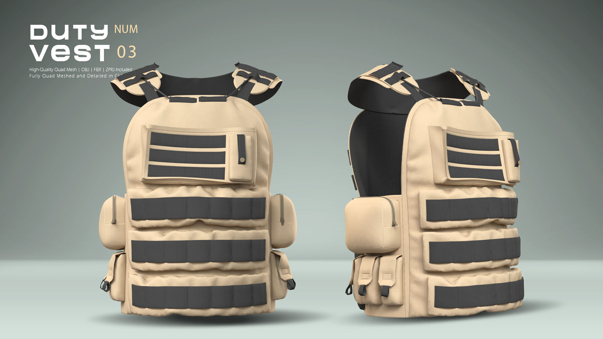 Duty Vest 03 Low-poly 3D model_2