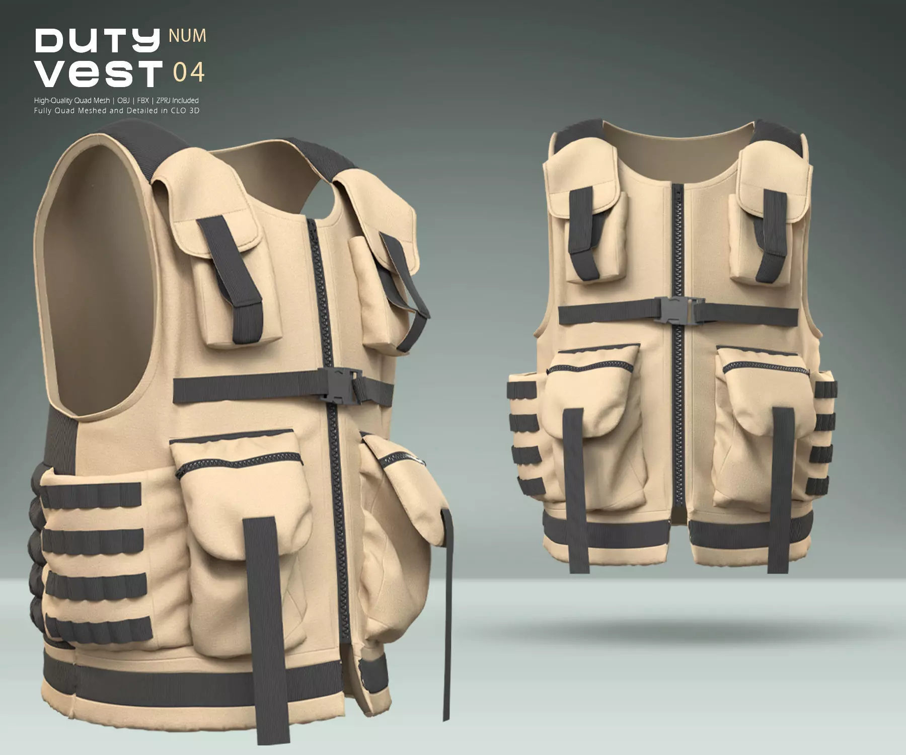 Duty Vest 04 Low-poly 3D model_0