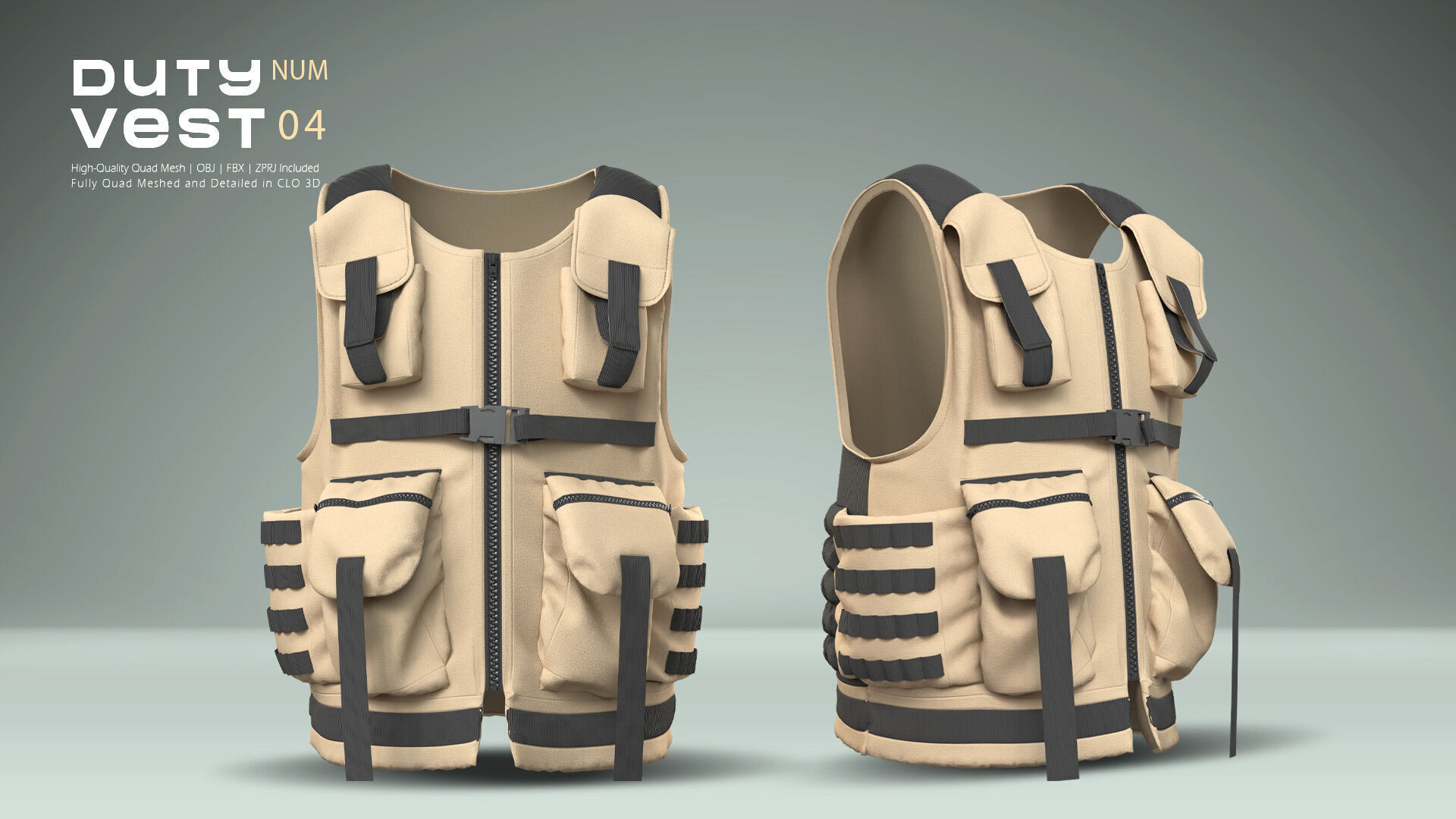 Duty Vest 04 Low-poly 3D model_2
