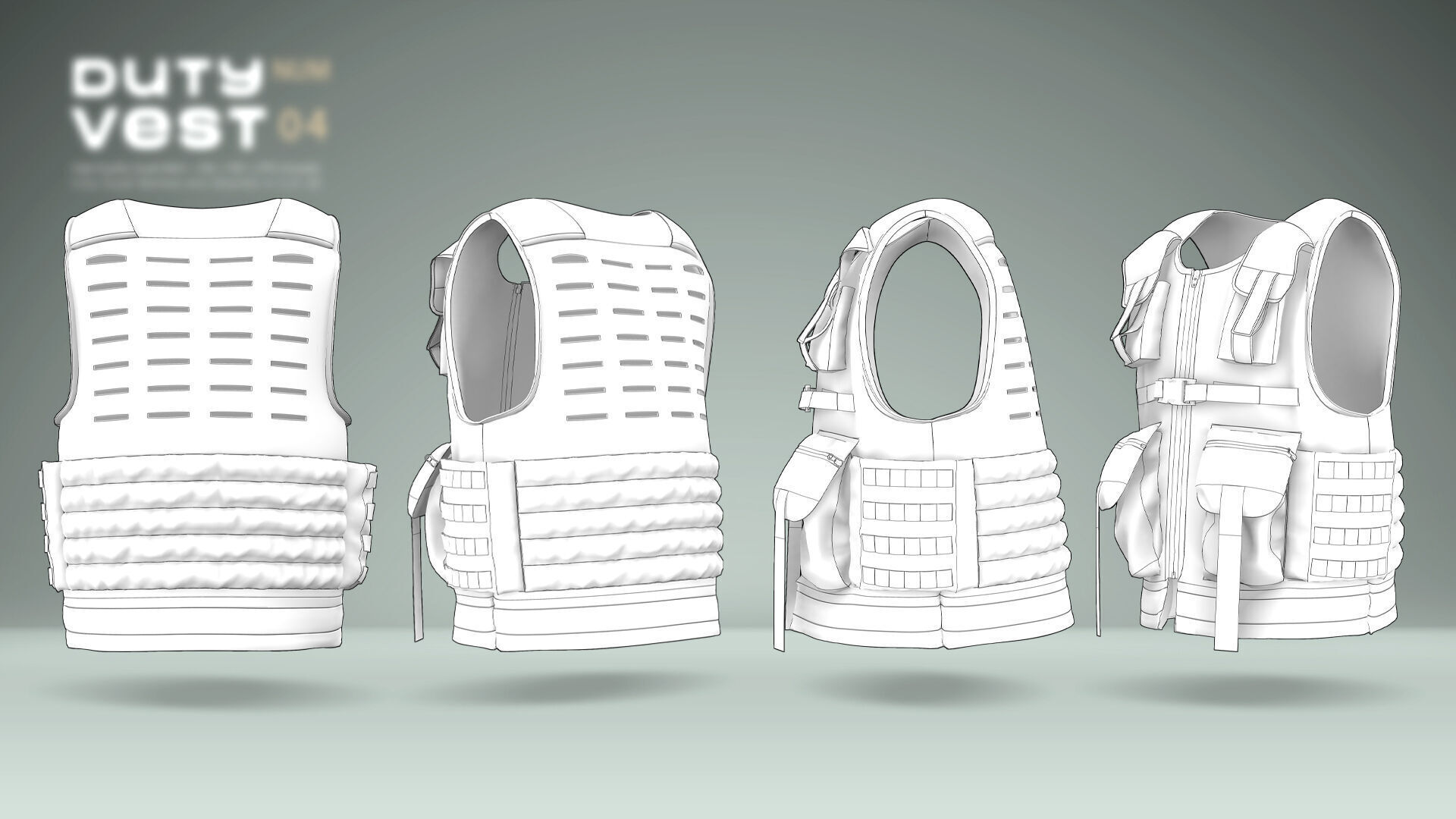 Duty Vest 04 Low-poly 3D model_9
