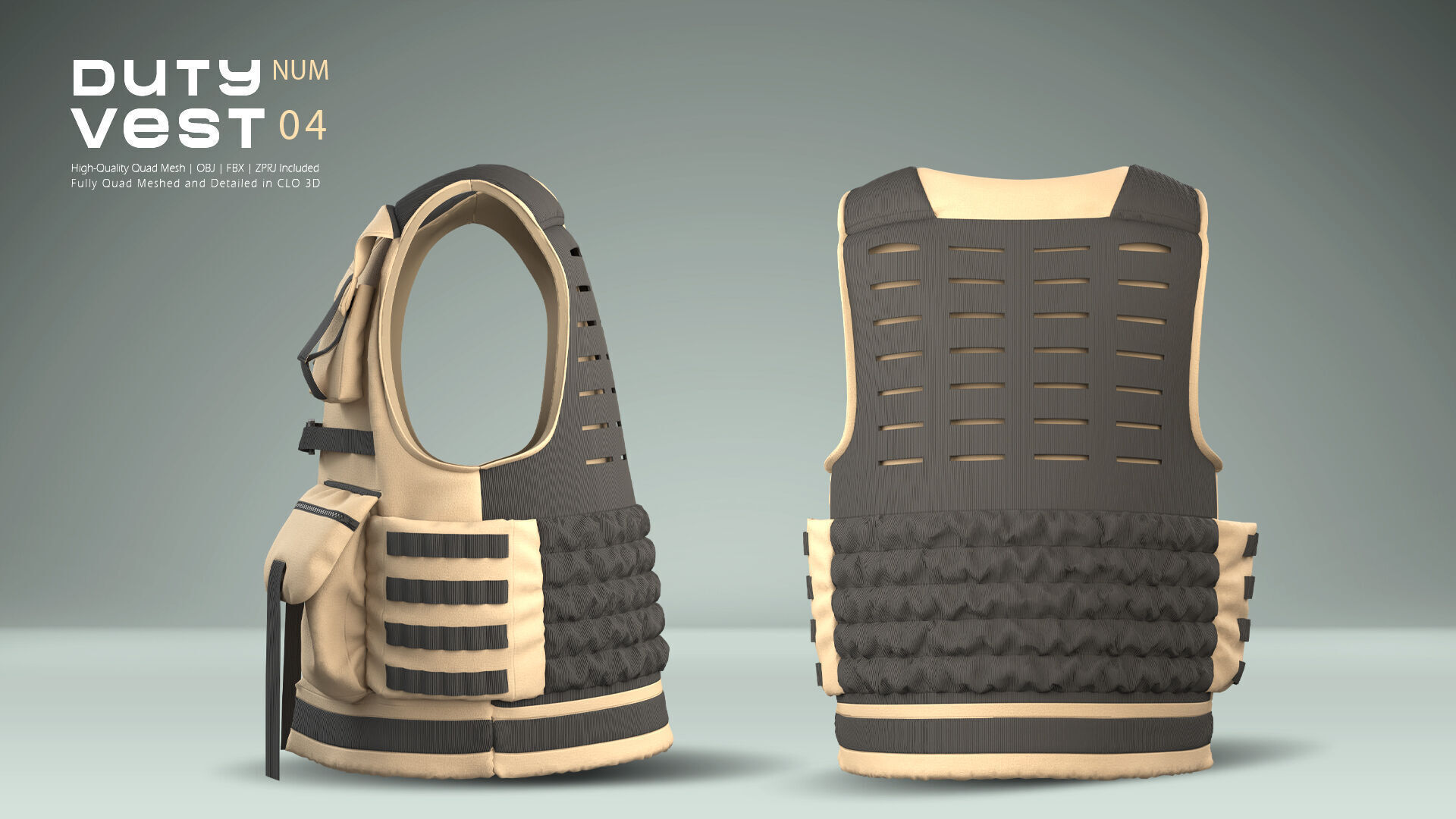 Duty Vest 04 Low-poly 3D model_3