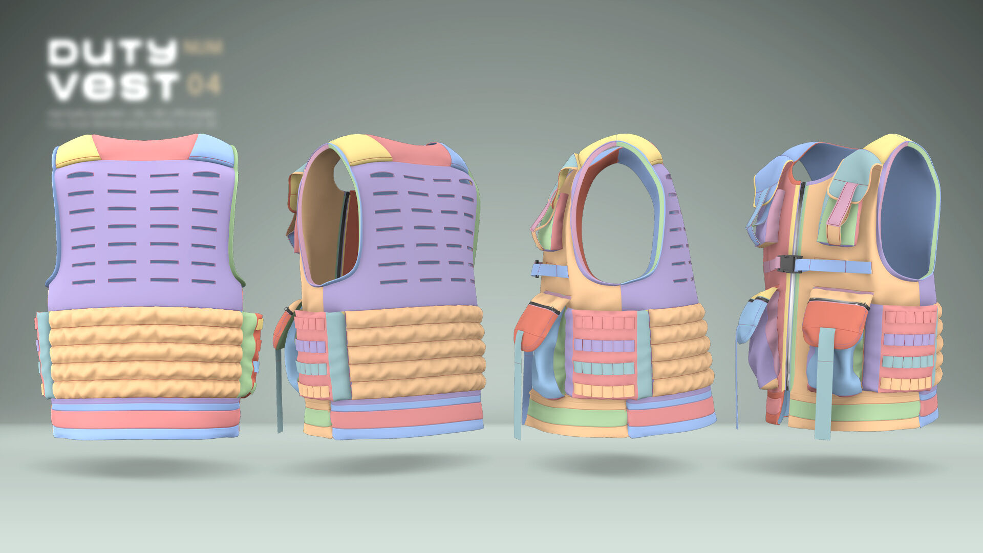 Duty Vest 04 Low-poly 3D model_7