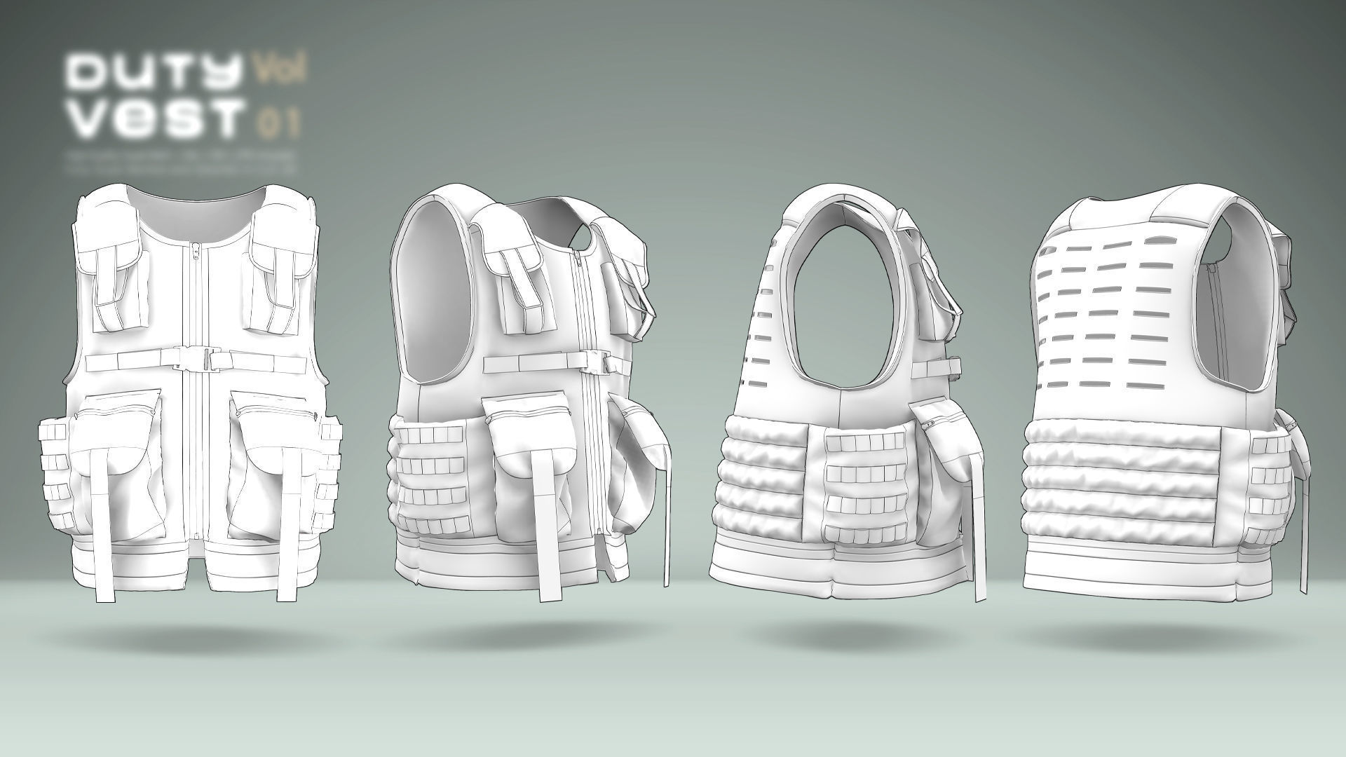 Duty Vest Vol01  Tactical Vest Pack 3D Model Collection_31