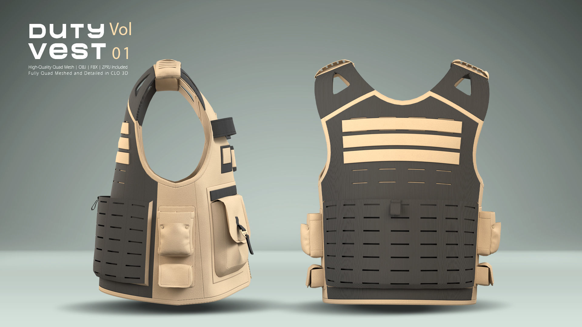 Duty Vest Vol01  Tactical Vest Pack 3D Model Collection_16
