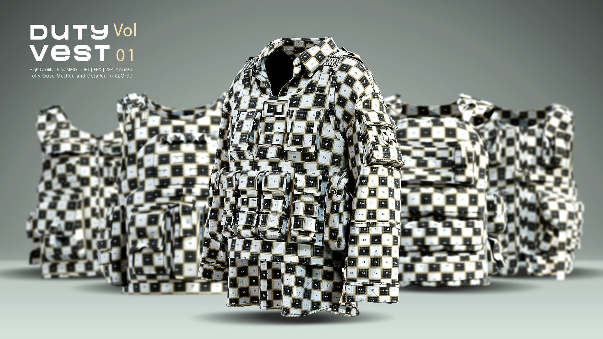 Duty Vest Vol01  Tactical Vest Pack 3D Model Collection_8