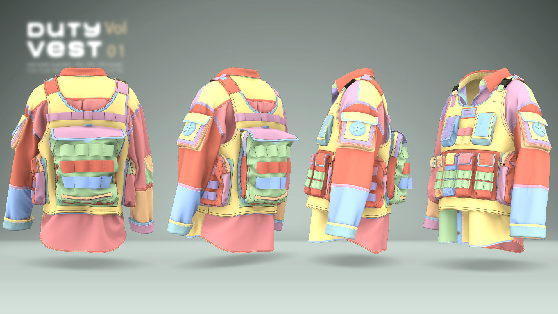 Duty Vest Vol01  Tactical Vest Pack 3D Model Collection_38