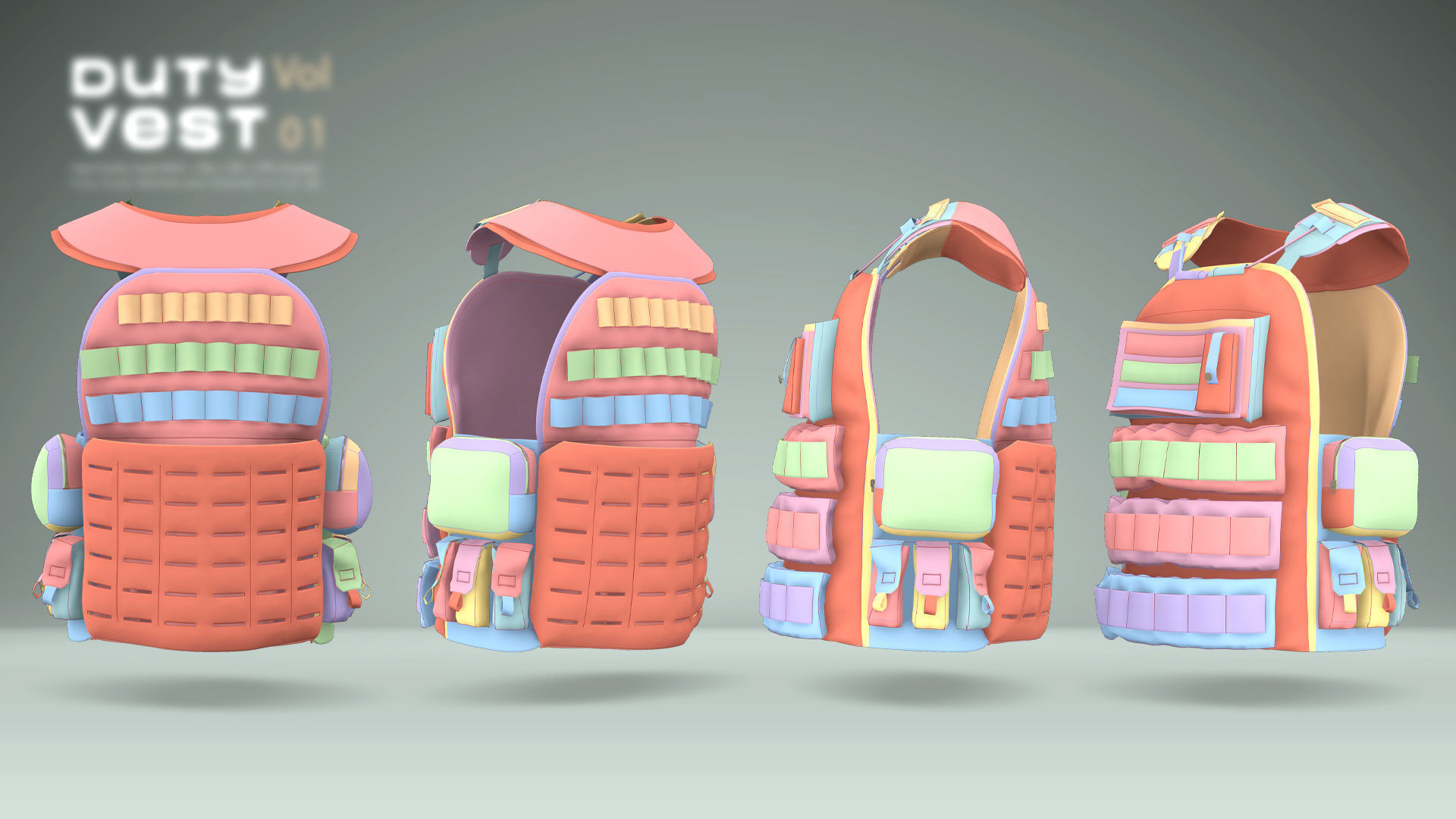 Duty Vest Vol01  Tactical Vest Pack 3D Model Collection_28