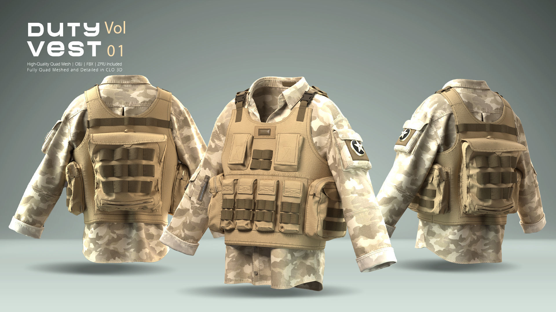 Duty Vest Vol01  Tactical Vest Pack 3D Model Collection_26