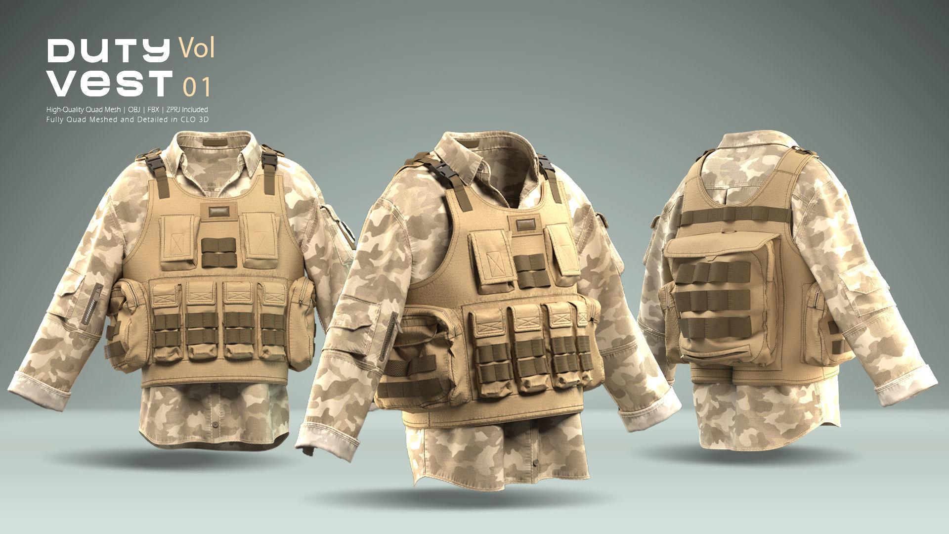 Duty Vest Vol01  Tactical Vest Pack 3D Model Collection_17