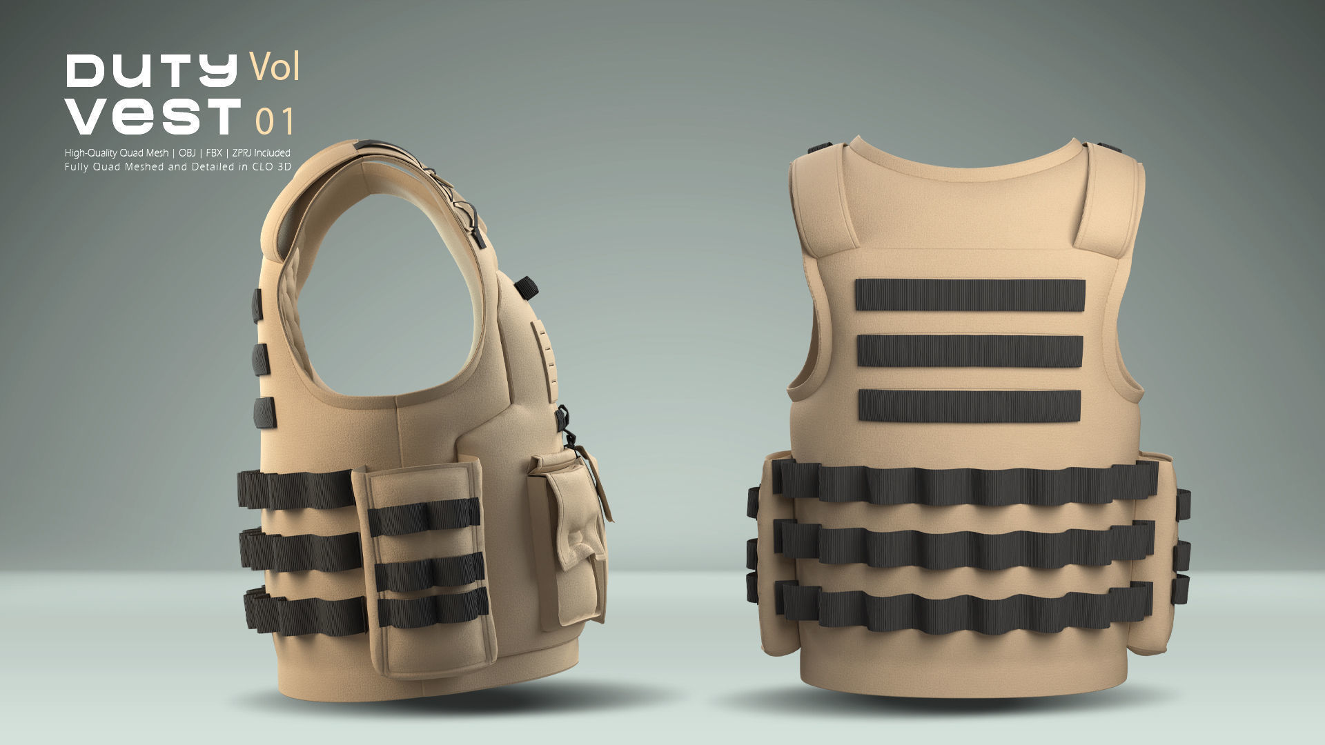 Duty Vest Vol01  Tactical Vest Pack 3D Model Collection_10