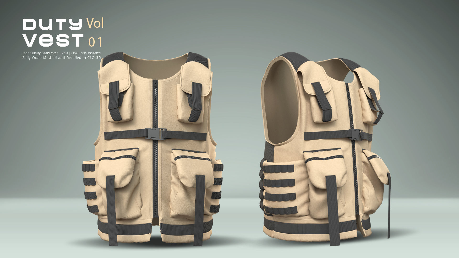 Duty Vest Vol01  Tactical Vest Pack 3D Model Collection_29