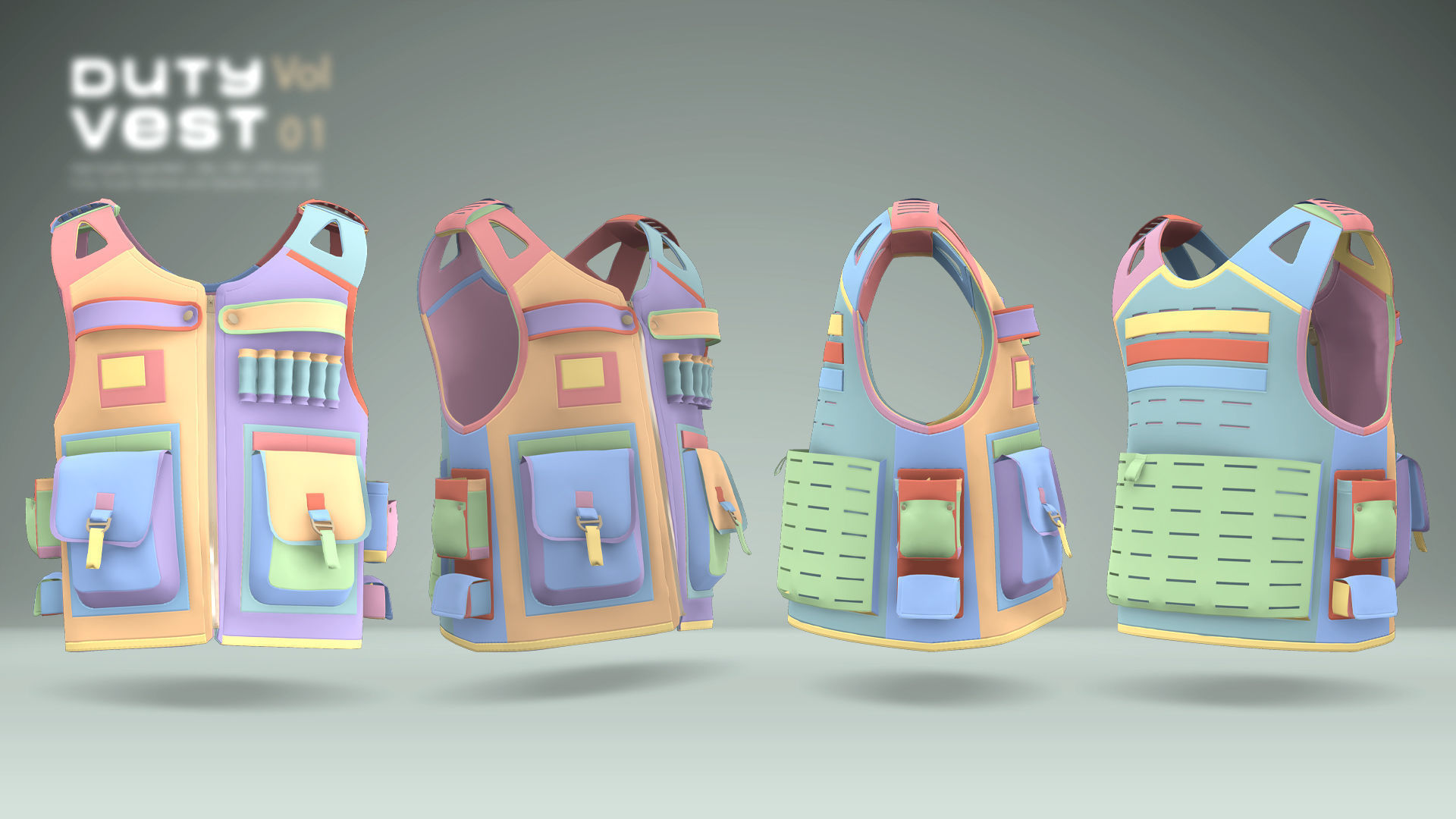 Duty Vest Vol01  Tactical Vest Pack 3D Model Collection_20